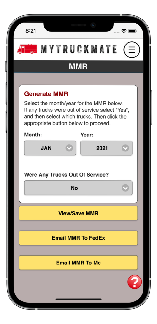Generated Monthly Maintenance Report in the app